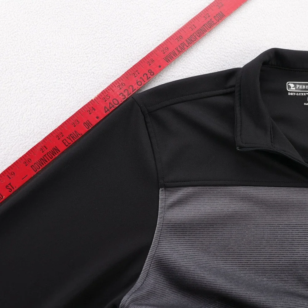 Pebble Beach Dry-Luxe Performance Mens Medium Black Gray 1/4 Zip‎ Golf Pullover